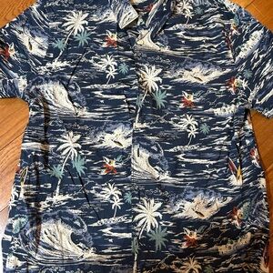 Lucky Brand Navy Floral Hawaiian Button-Up